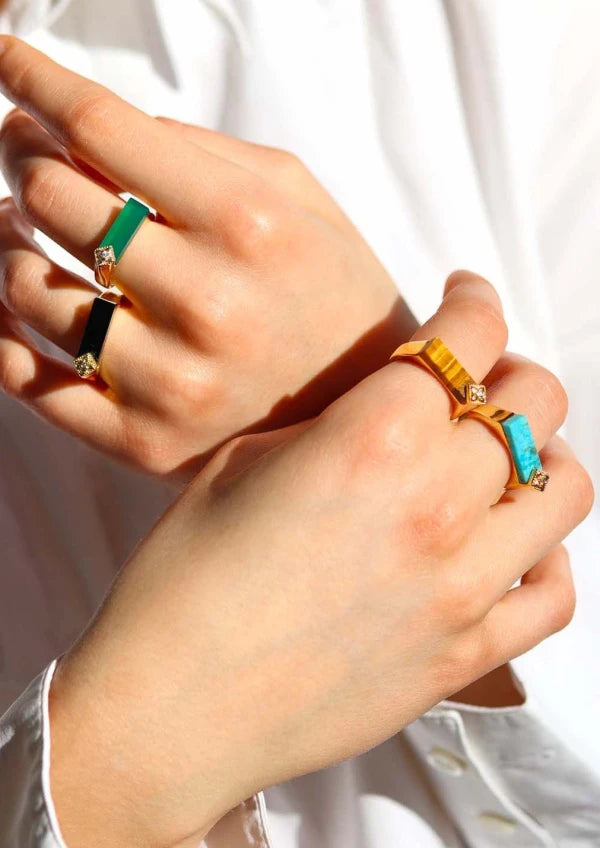 Bague or et discount turquoise