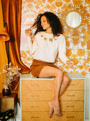 Sweat en coton bio unisexe – Fleurs rétro