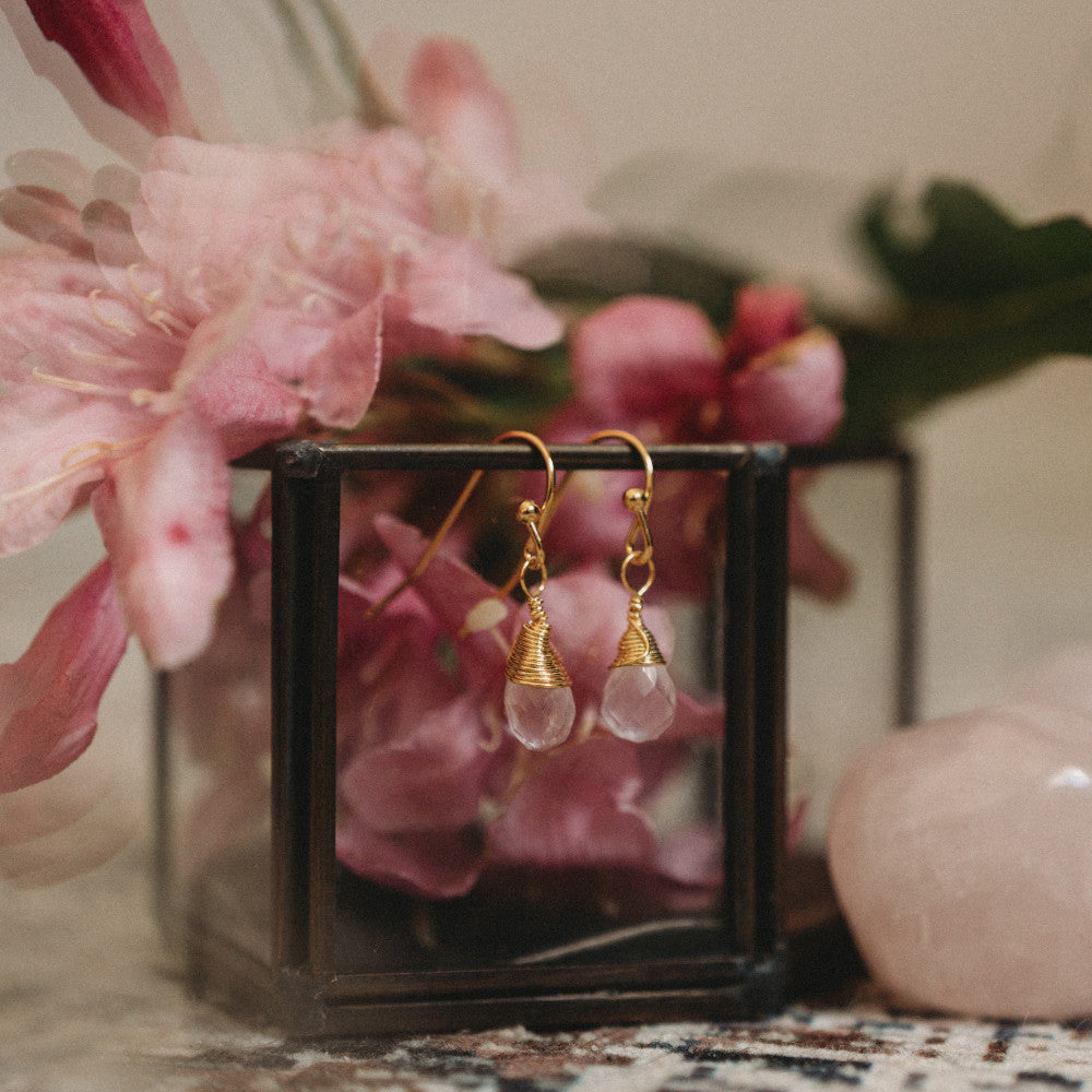 boucles d'oreilles quartz rose