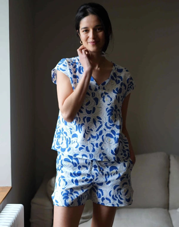 pyjama t-shirt + Short I Archipel bleu et blanc