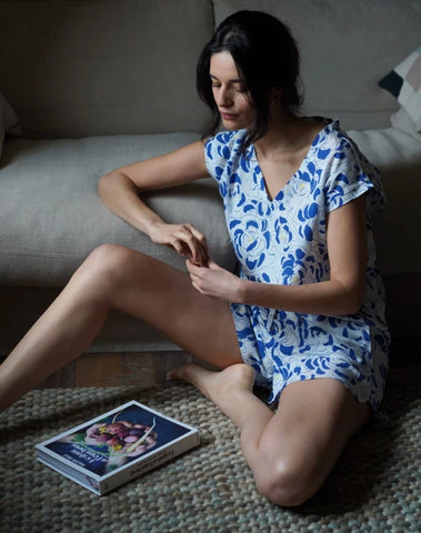 pyjama t-shirt + Short I Archipel bleu et blanc