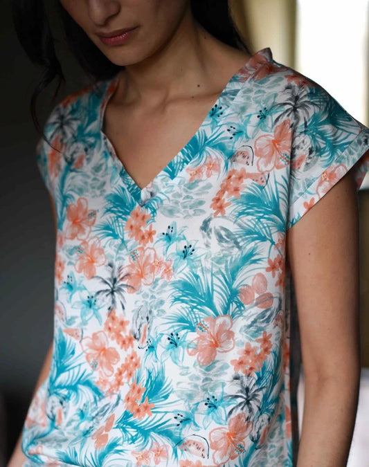 T-shirt pyjama I Rêve sauvage rose et bleu