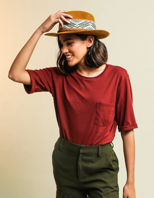 T-shirt coton bio Pima - Femme bordeaux