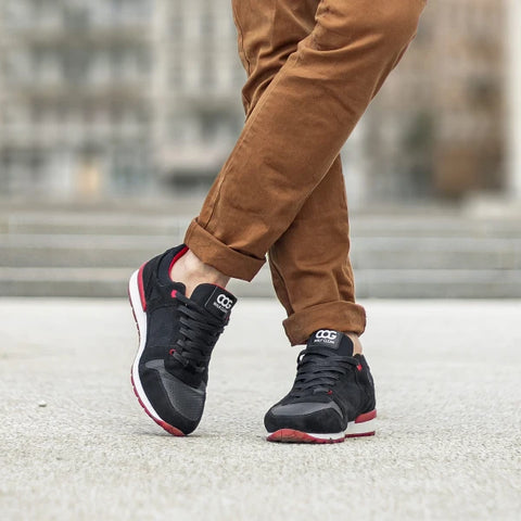 Baskets noir et rouges végan homme 