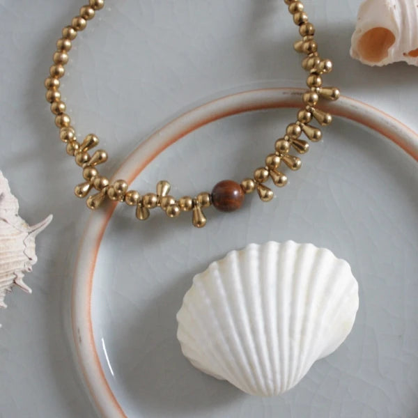 Bracelet doré en pierres Clarky Agate rouge