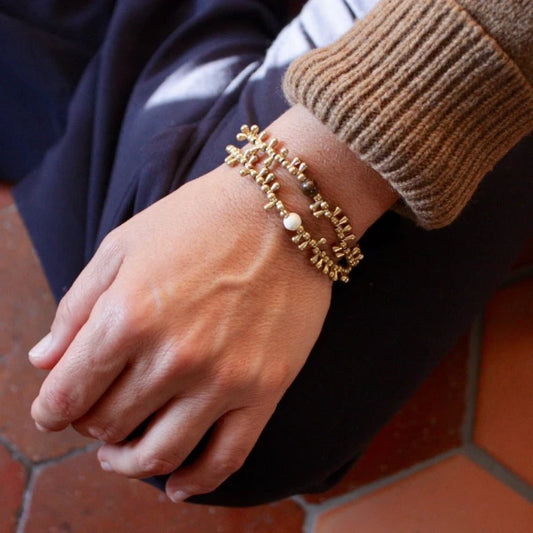 Bracelet doré en pierres Clarky Agate rouge