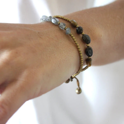 Bracelets en pierres Popy Agate bleue