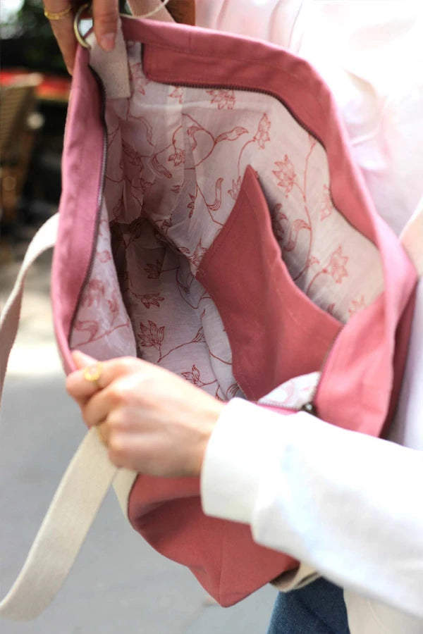 Sac cabas rose en coton bio 