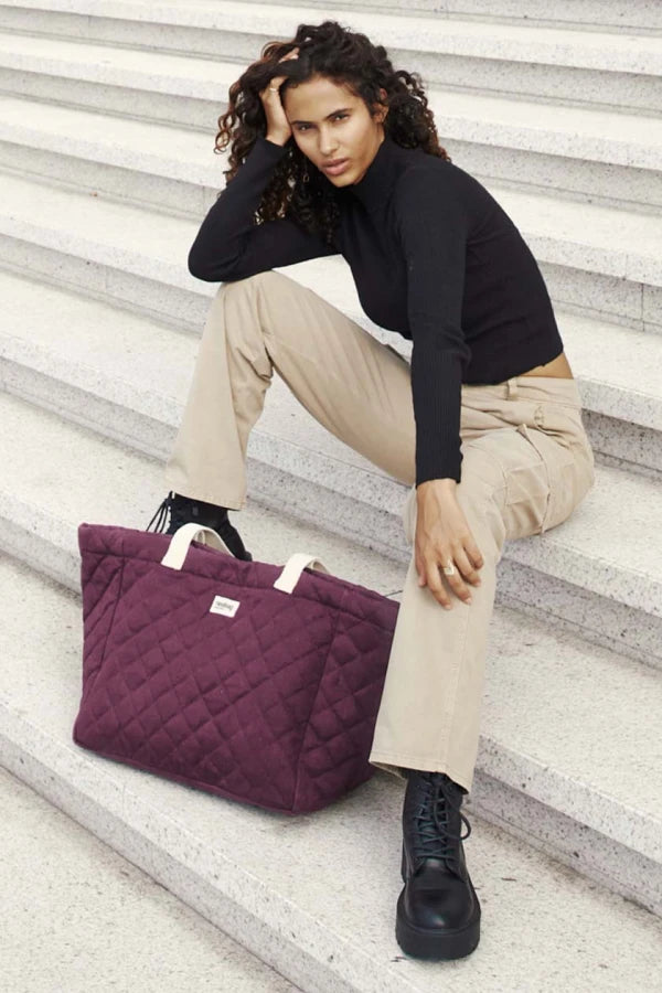 Sac cabas matelassé Olive en coton bio 