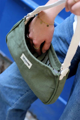 Sac baguette Olive en coton bio
