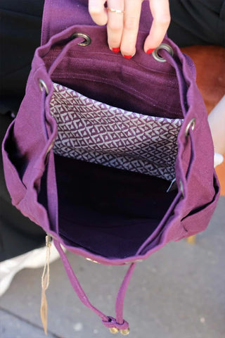Mini sac à dos prune en coton bio 