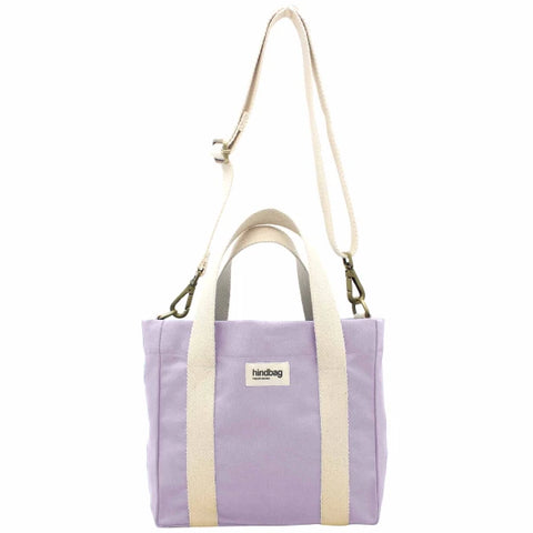 Mini sac cabas à bandoulière en coton bio lilas