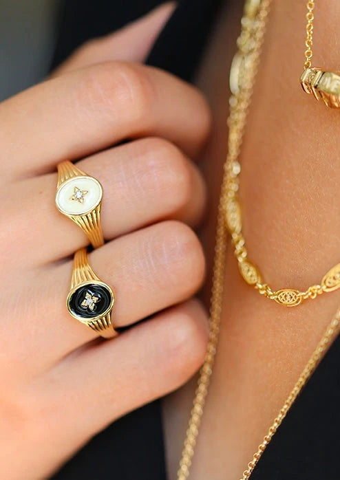 Bague noire et plaqué or I Honorine