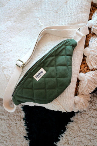 Sac banane matelassé Olive en coton bio