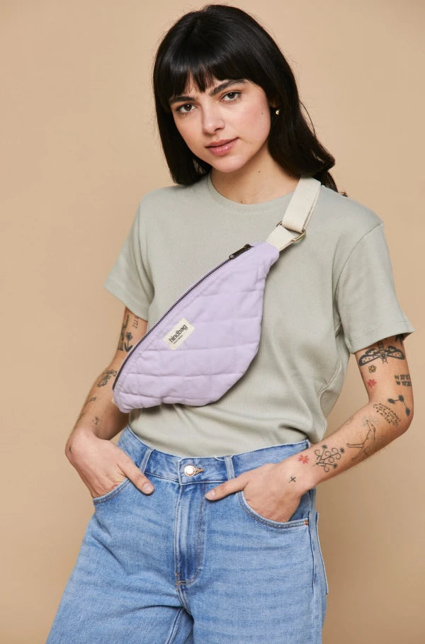 Sac banane matelassé Lilas en coton bio