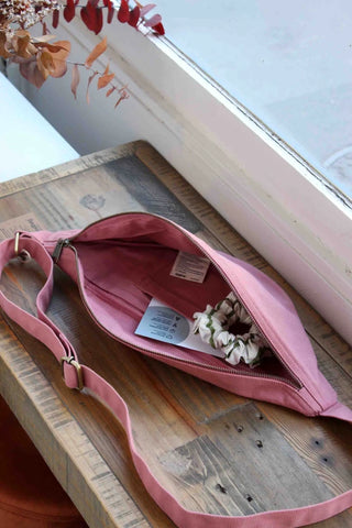 Sac banane L Rose blush en coton bio 