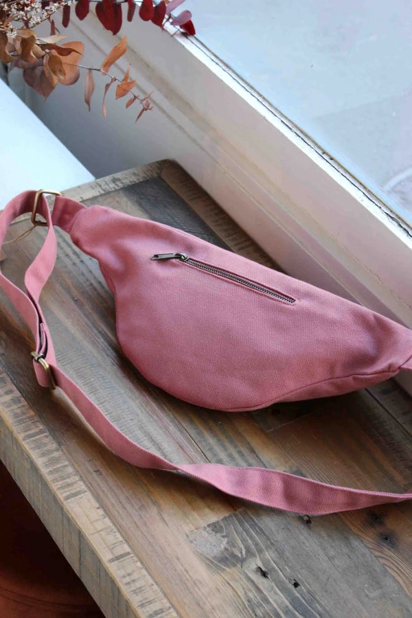 Sac banane L Rose blush en coton bio 