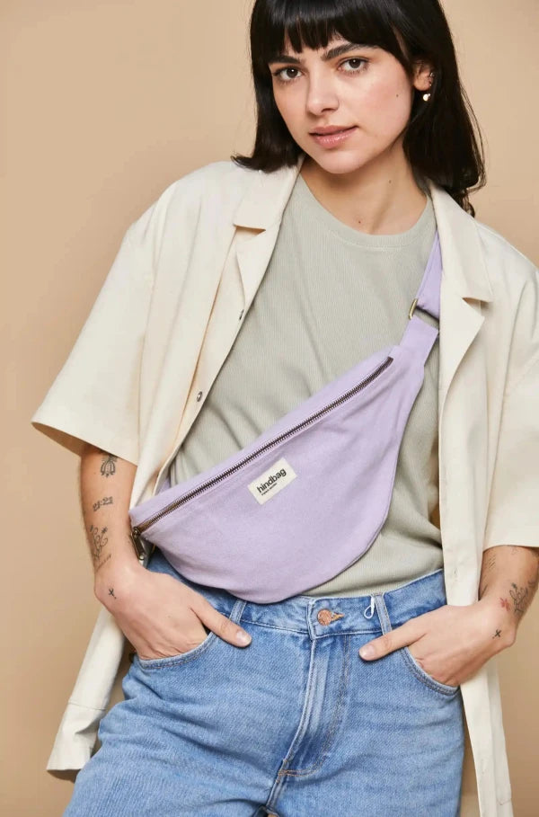 Sac banane L Lilas en coton bio