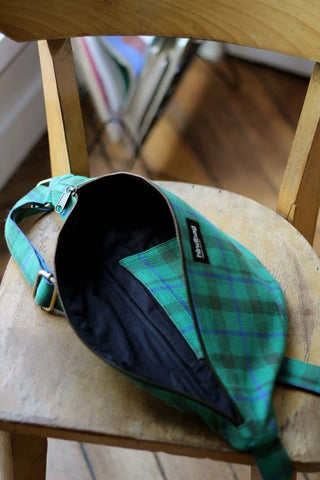 Sac banane L Tartan Vert en coton bio 