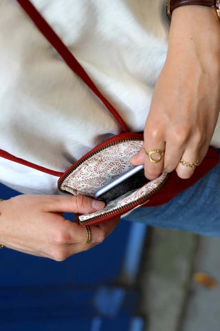 Pochette téléphone à anse Terracotta en coton bio - Bill