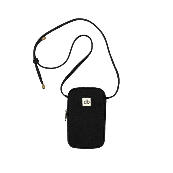 Pochette téléphone à anse Noir en coton bio - Bill
