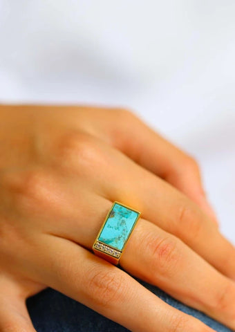 Bague plaqué or et turquoise I Augustine