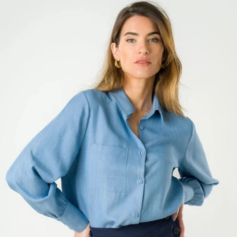 Chemise longue bleue éco-responsables pour femmes