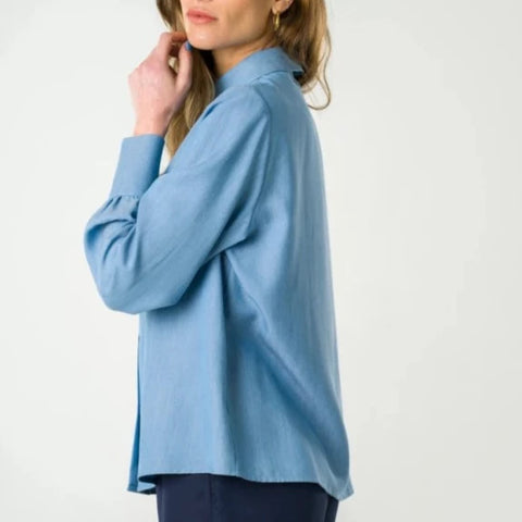 Chemise longue bleue éco-responsables pour femmes
