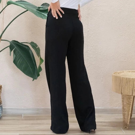 Pantalon taille haute shop bouton
