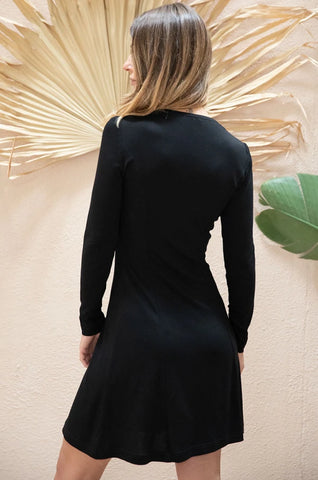 Robe mi-longue noire pour femmes en matière éco-responsable 