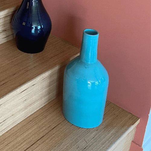 Vase bleu turquoise - poterie artisanale Marocaine
