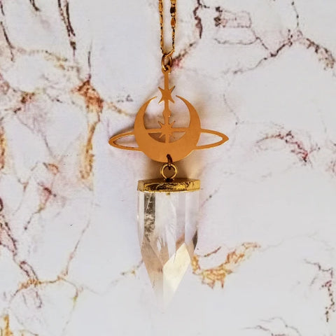 Collier dorée en cristal de roche - Confiance