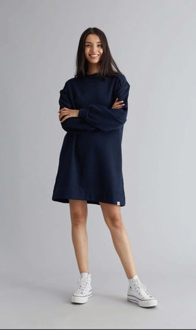 Robe pull en coton bio bleu marine - Isabella
