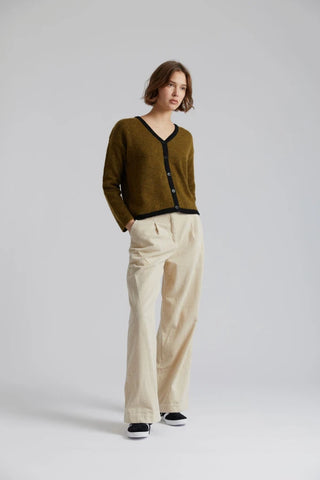 Pantalon large en velour et coton bio beige - Tiger