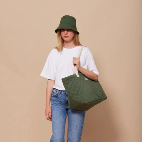 Sac cabas matelassé Olive en coton bio - Claude