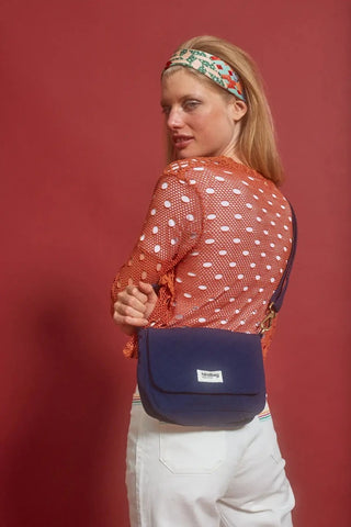 Sac à main matelassé Navy en coton bio - Margault