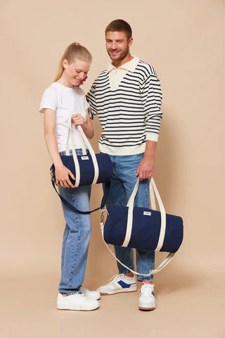 Sac polochon en coton bio Bleu Marine - Simon