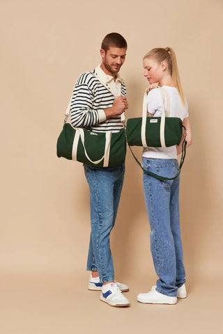 Sac polochon en coton bio vert sapin - Simon