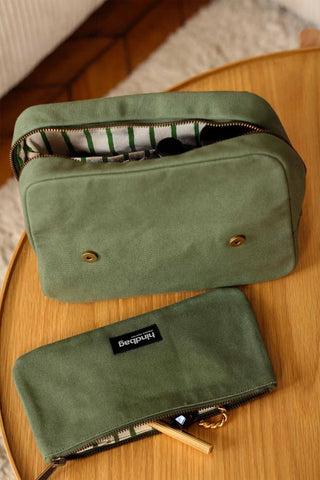 Trousse de toilette XL Olive en coton bio - Alix