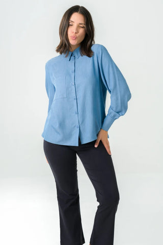 Chemise longue bleue jeans - Kauri