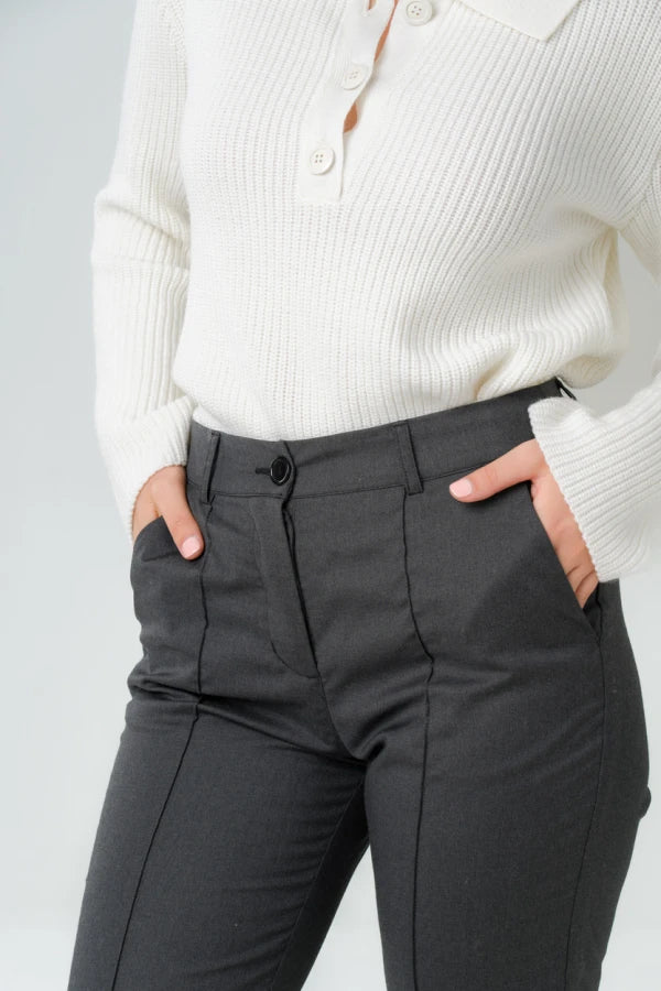 Pantalon taille haute gris - Gaura