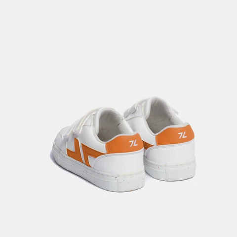 Chaussures à scratch pour enfants blanches et oranges en matières recyclées