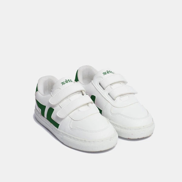 Chaussures unisexes blanches et vertes en matières recyclées