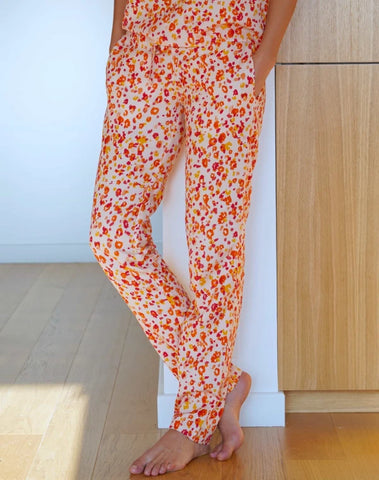 Pantalon pyjama I Lueurs d'été léopard orangé