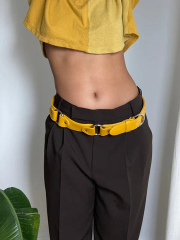 Ceinture large jaune moutarde outlet
