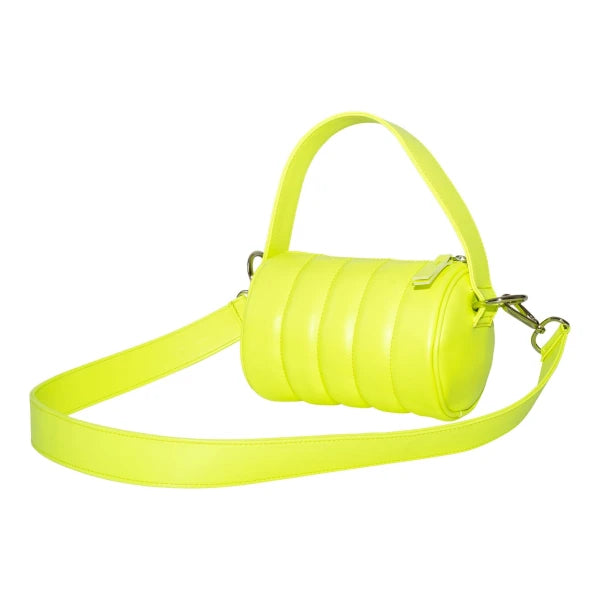 Sac Duffle Mini Matelassé en cuir vegan Jaune fluo