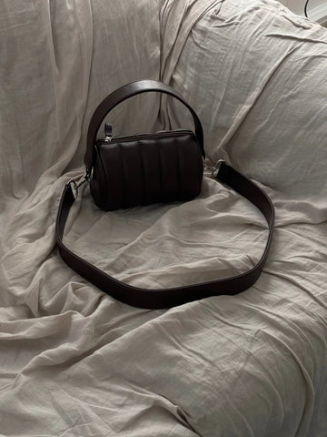 Sac Duffle Mini Matelassé en cuir vegan Marron