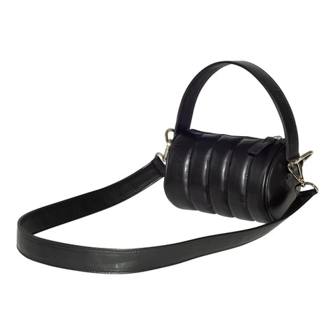 Sac Duffle Mini Matelassé en cuir vegan Noir