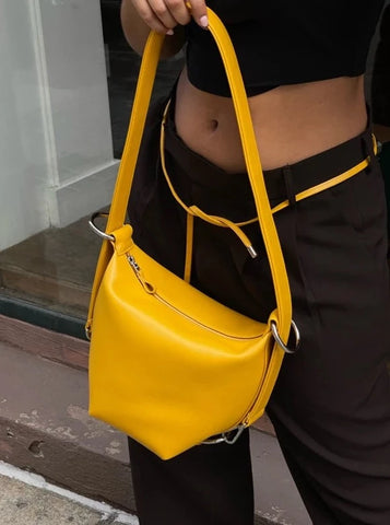 Sac Fold en cuir vegan - Jaune moutarde