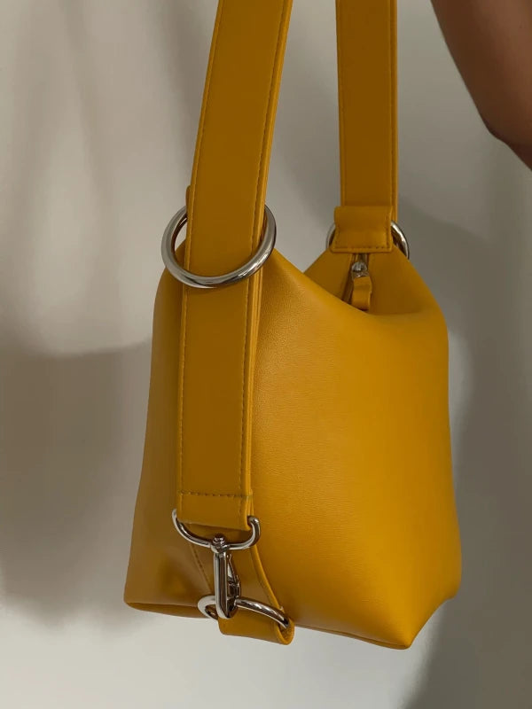 Sac Fold en cuir vegan - Jaune moutarde